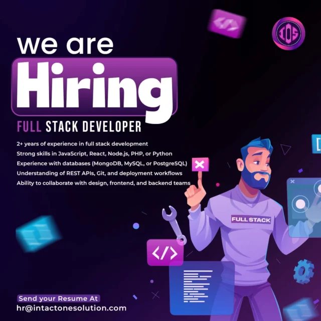 We’re Hiring a Full Stack Developer!Do you thrive in both frontend finesse and backend logic?Join Intact One Solution and help us build powerful, scalable web apps from start to finish.REQUIRMENTS:- 2+ years of experience in full stack development- Strong skills in JavaScript, React, Node.js, PHP, or Python- Experience with databases (MongoDB, MySQL, or PostgreSQL)- Understanding of REST APIs, Git, and deployment workflows- Ability to collaborate with design, frontend, and backend teamsApply Now:Send your resume to hr@intactonesolution.com#FullStackDeveloper #WebDevelopment #HiringNow #WeAreHiring #SoftwareJobs #DeveloperLife #ReactDeveloper #NodejsDeveloper #PHPDeveloper #JavaScriptJobs #FullStackLife #JoinOurTeam #TechJobs #CodingJobs #FrontendBackend #MongoDB #MySQL #WebAppDevelopment #TechPakistan #IntactOneSolution #RemoteDevJobs #GitHubLife #TechHiring #AppDevelopment #EndToEndDevelopment #DigitalSolutions #CleanCode #FullStackEngineer #CodeWithUs #BuildSmart
